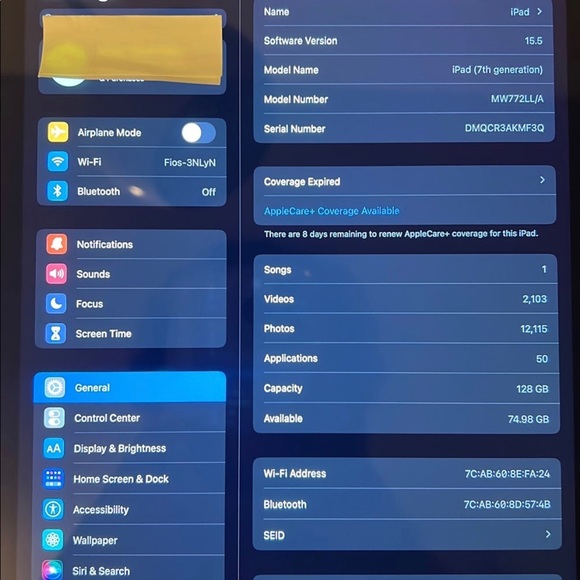 iPad 7th Generation 128GB Space Gray - Picture 2 of 10